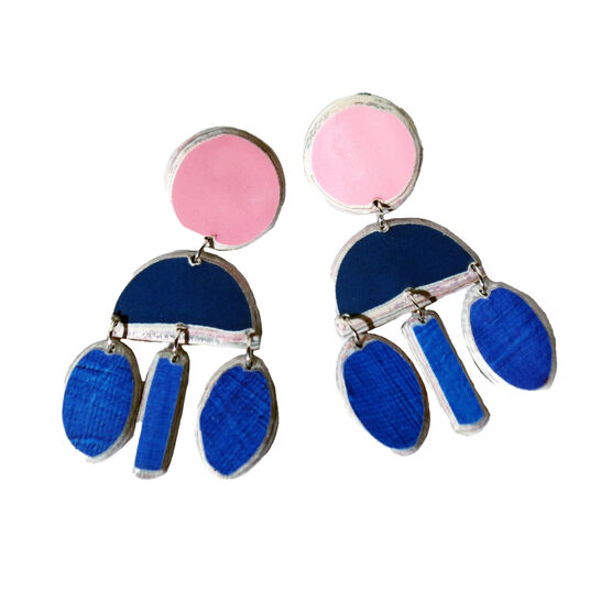 Nesta pink and blue paper earrings